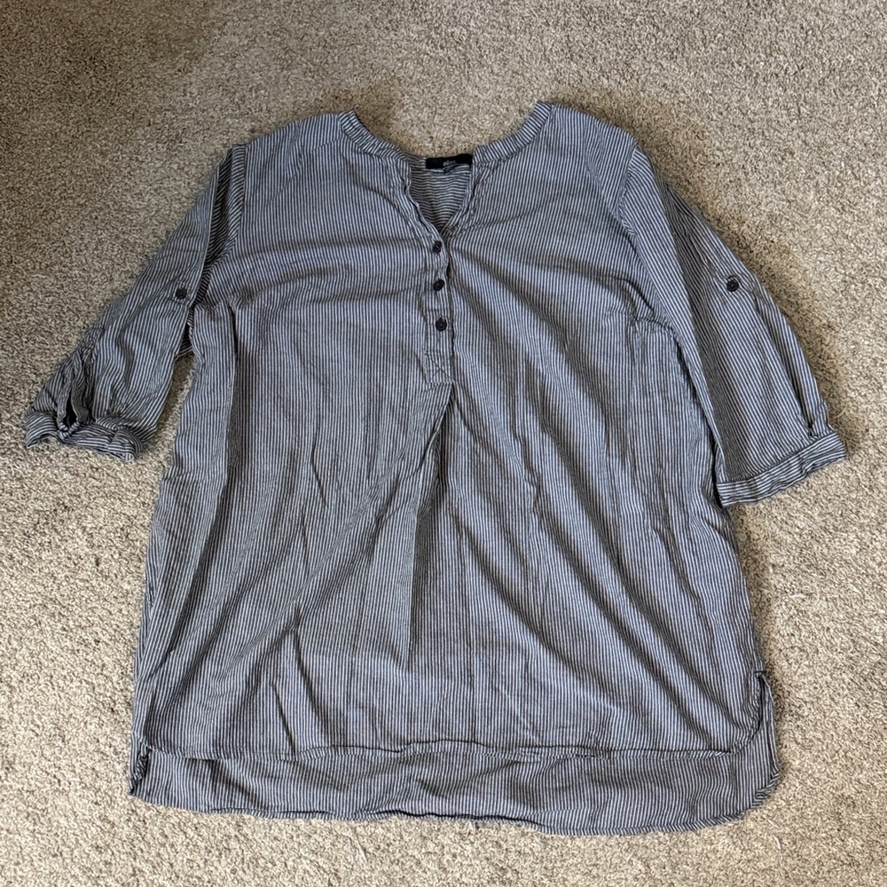 Ellos Navy and White Striped Blouse